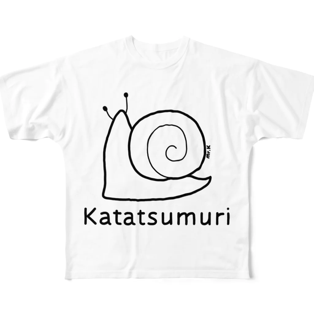 MrKShirtsのKatatsumuri (カタツムリ) 黒デザイン All-Over Print T-Shirt