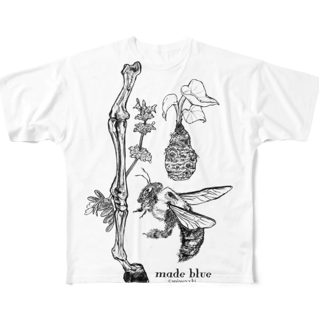 made blueのKumanbachi , Bone of house & Spring plants フルグラフィックTシャツ