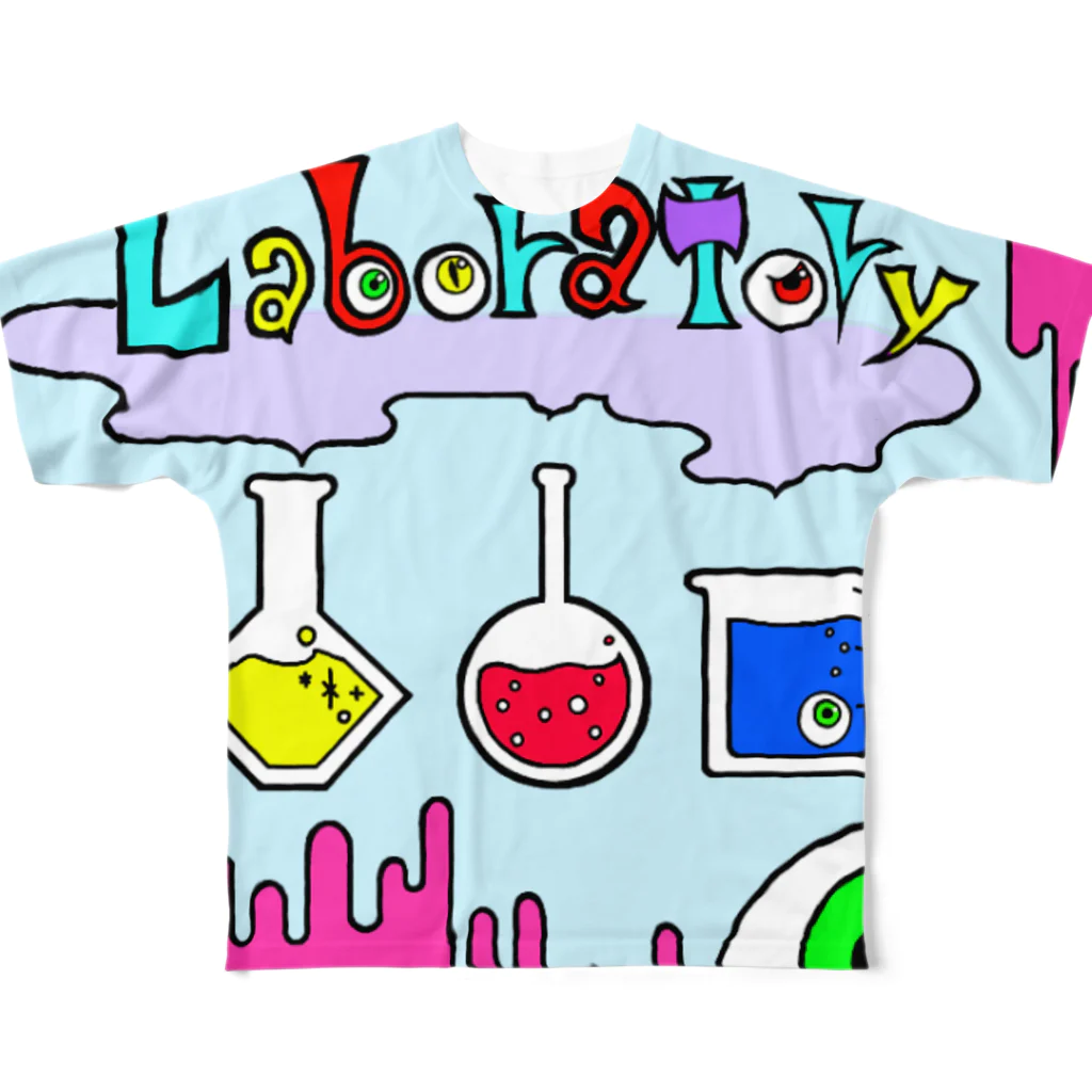 KIKITEKI_LABORATORYの危機的実験室 PINK フルグラフィックTシャツ