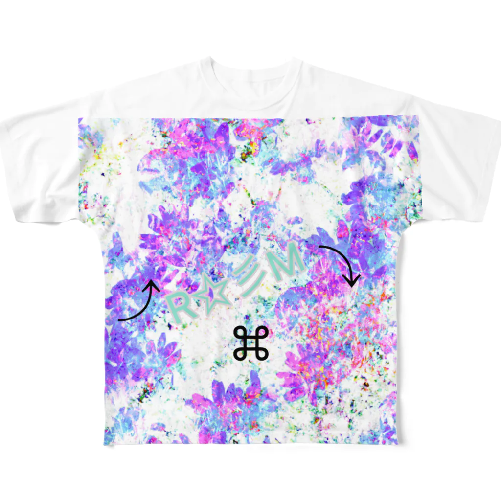 R のR.M All-Over Print T-Shirt