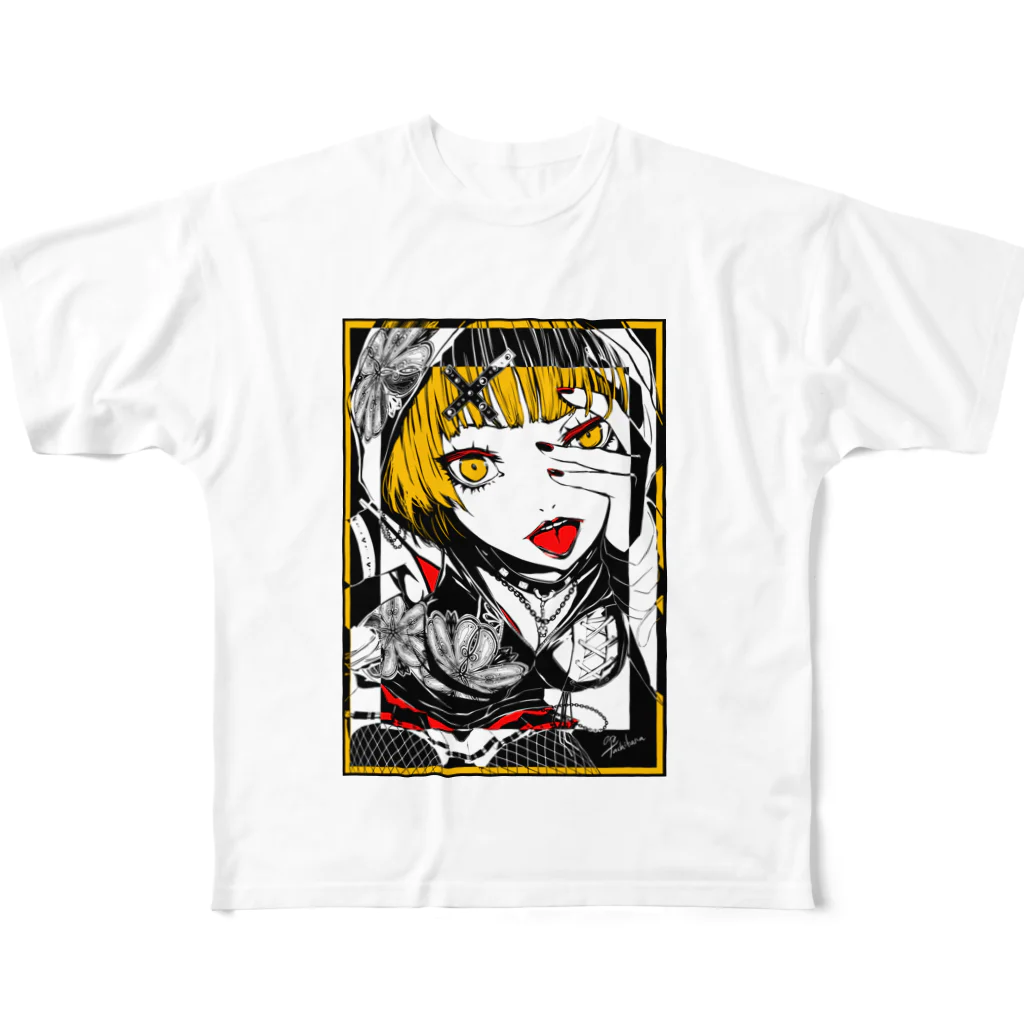 橘乃猫オリジナルデザイングッズ販売のパンクロック愛葉瑠羽グッズ第一弾（SUZURI ver.） All-Over Print T-Shirt