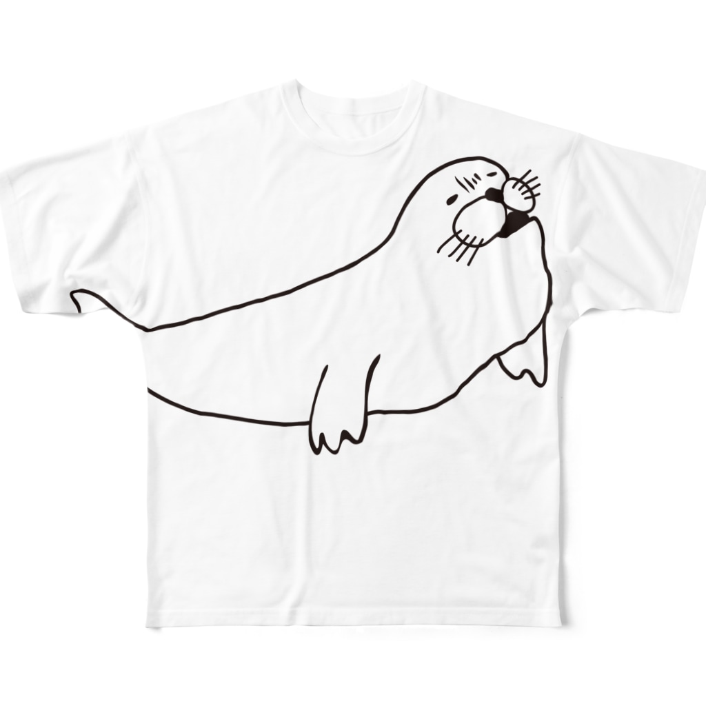 neconos Goodsのあざらしのひと（黒） All-Over Print T-Shirt