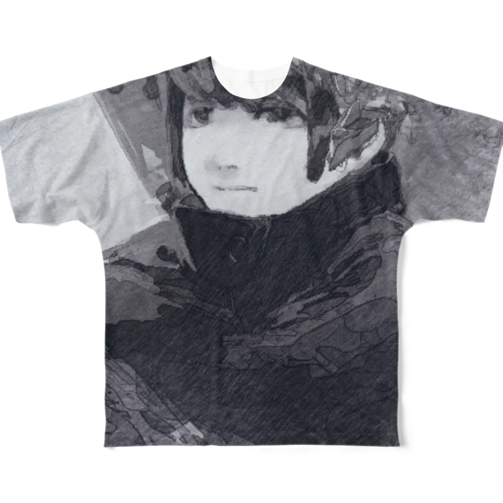 1/6 Noisy Thirsty Satelliteの物憂い女の子 All-Over Print T-Shirt