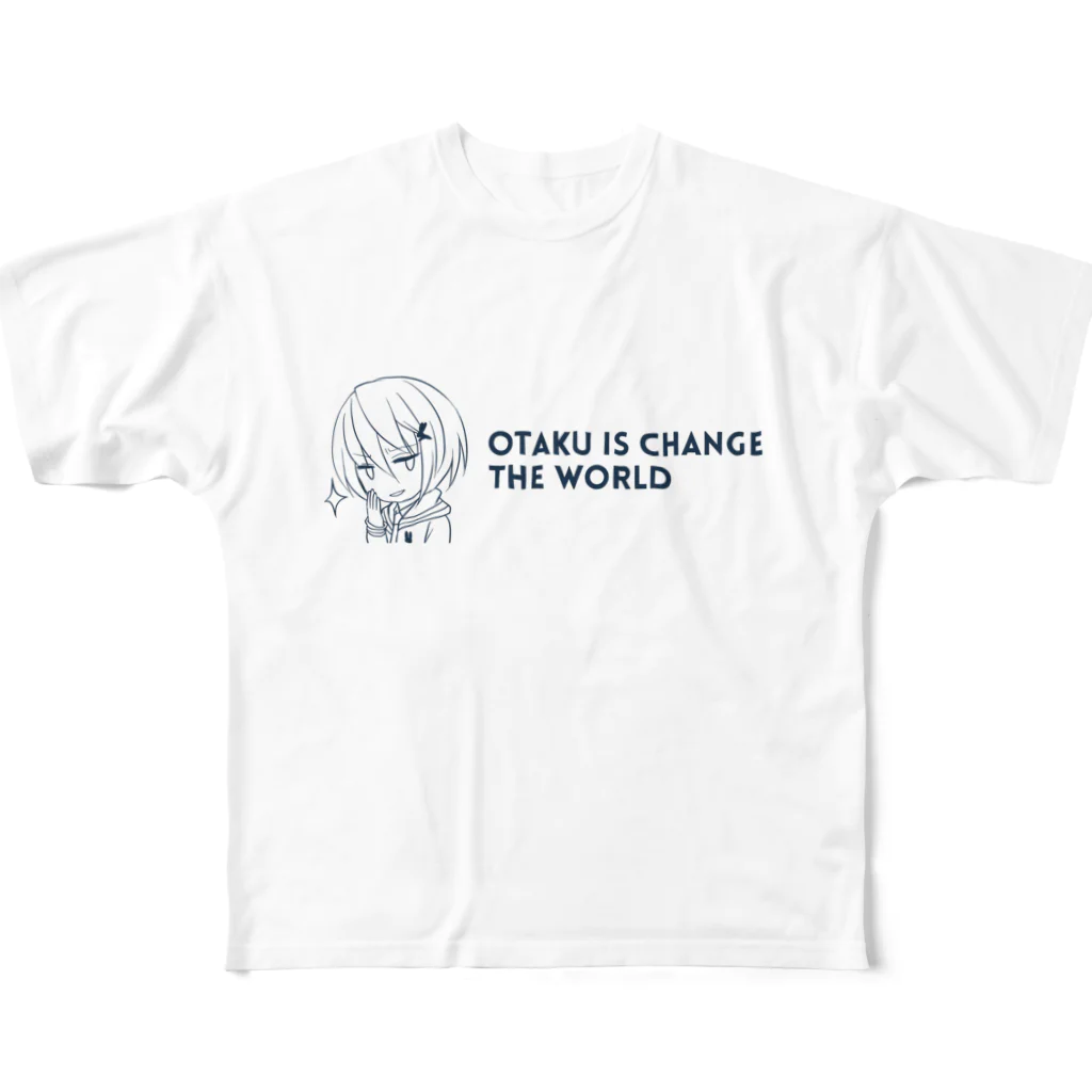 waponショップの「オタクが世界を変える」 フルグラフィックTシャツ