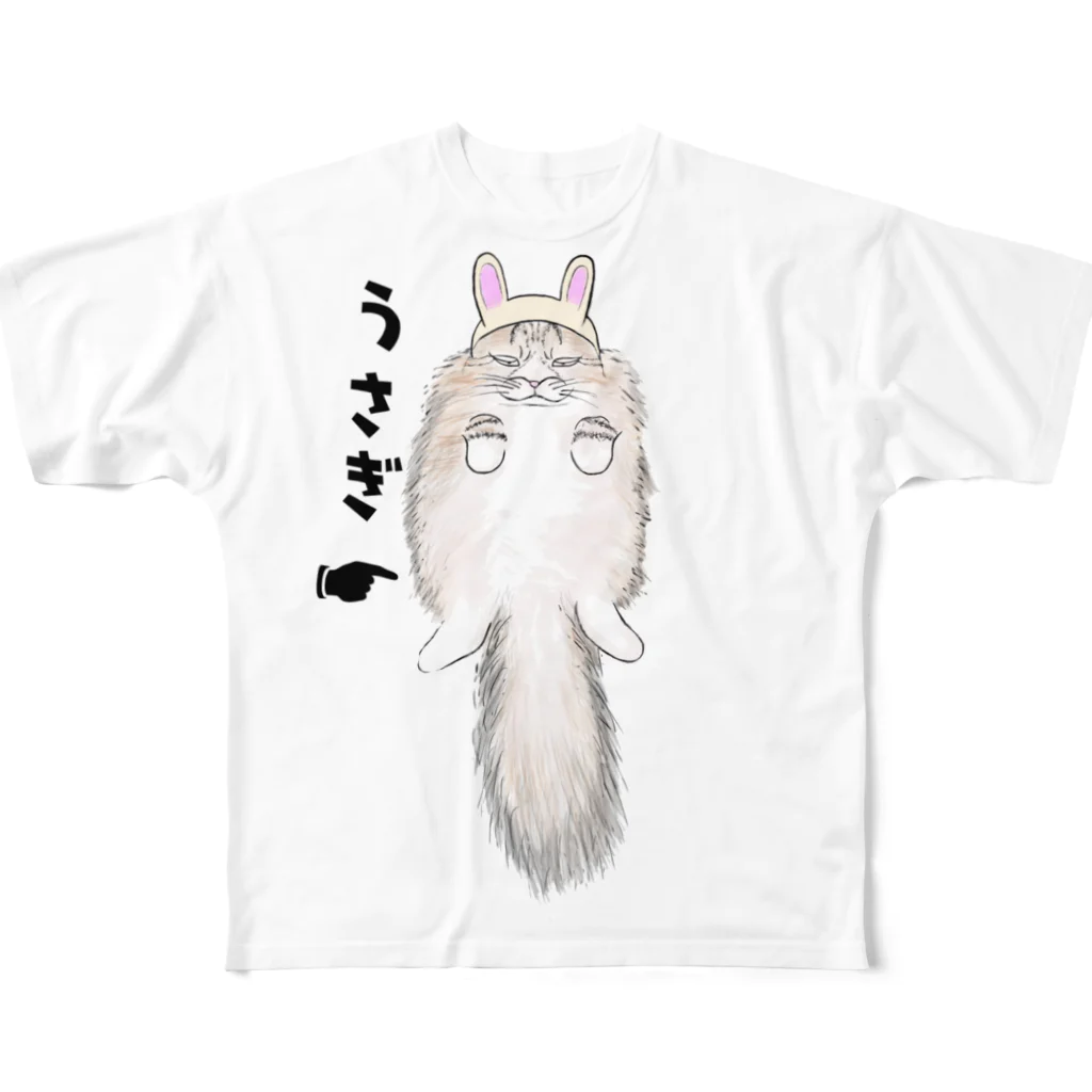 ヴァニシングポイントの猫かぶり猫（うさぎ） All-Over Print T-Shirt