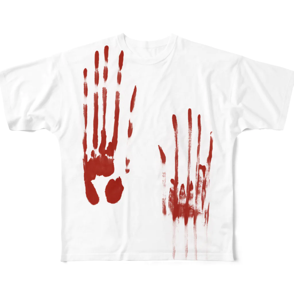 Misa Funeral Storeの血塗られた手形シリーズ フルグラフィックTシャツ