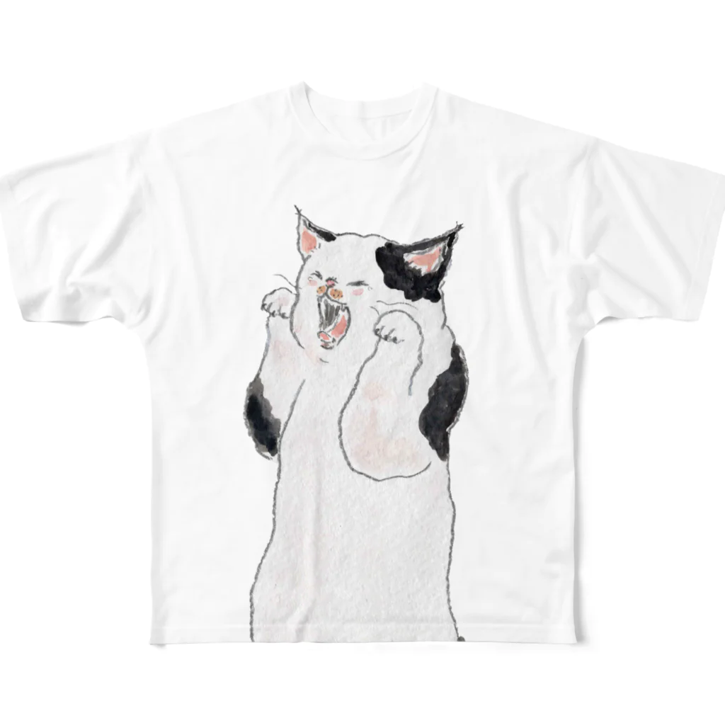 トコロコムギの妖怪あくびうつしにゃんこ All-Over Print T-Shirt