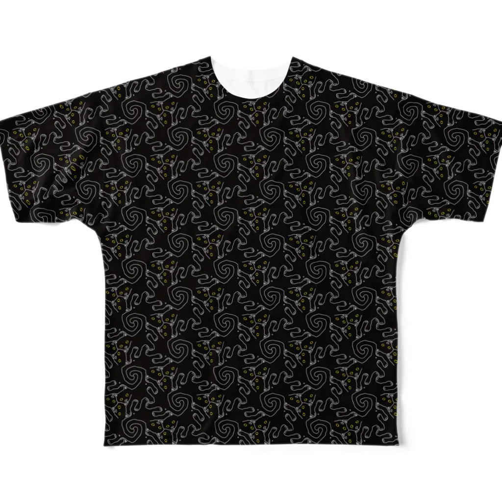 みかんの黒猫パンチ All-Over Print T-Shirt