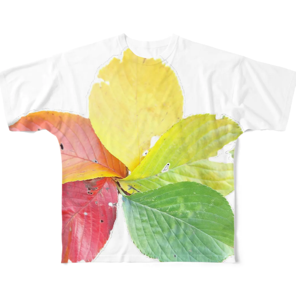 八十屋の桜(ソメイヨシノ)葉っぱ紅葉 All-Over Print T-Shirt