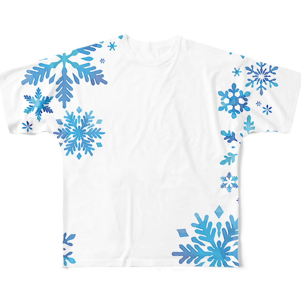 このはな素材屋のグッズ屋の雪もよう008（アイスブルー） フルグラフィックTシャツ