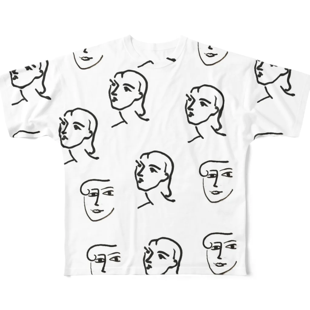 名画・絵画のゼロベース（西洋絵画・日本画）の全面プリント　マティス　ドローイング All-Over Print T-Shirt