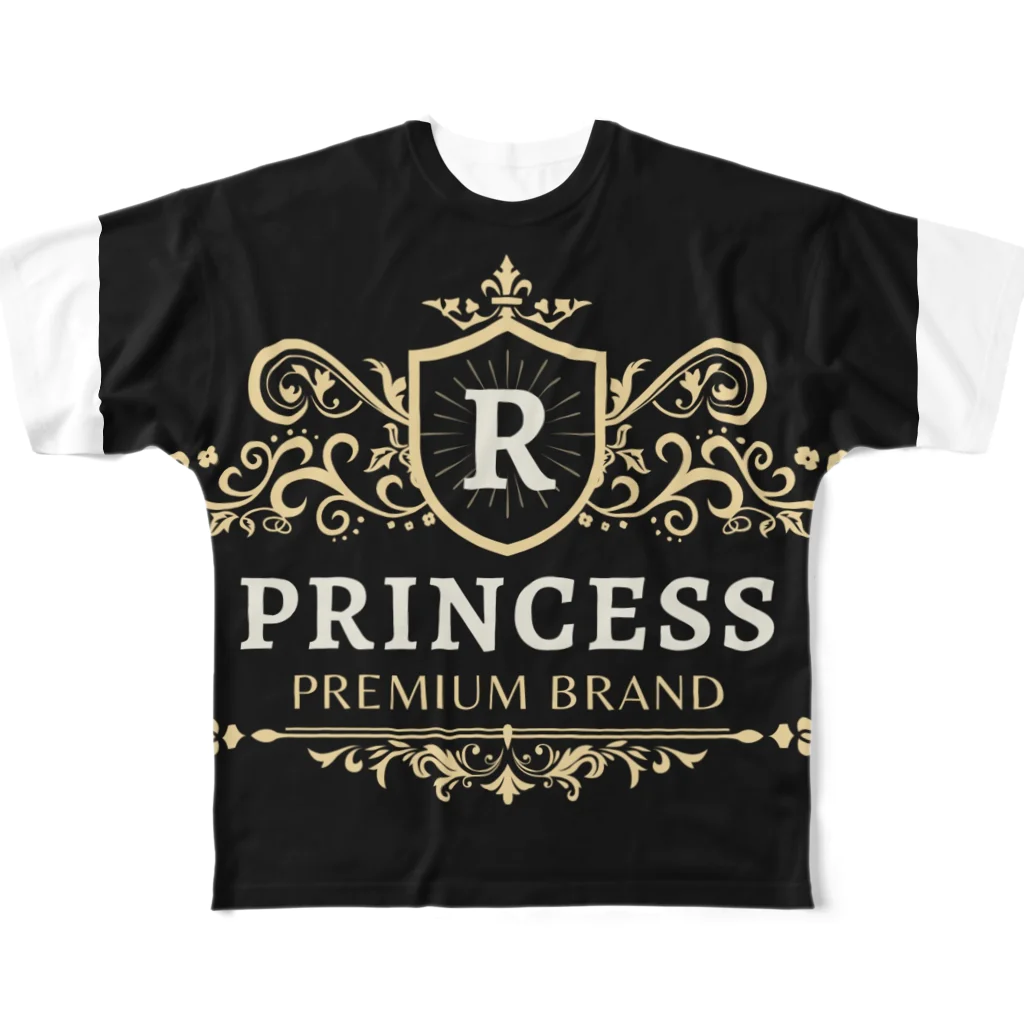 ROYAL Princessのゴージャスロゴブランド フルグラフィックTシャツ