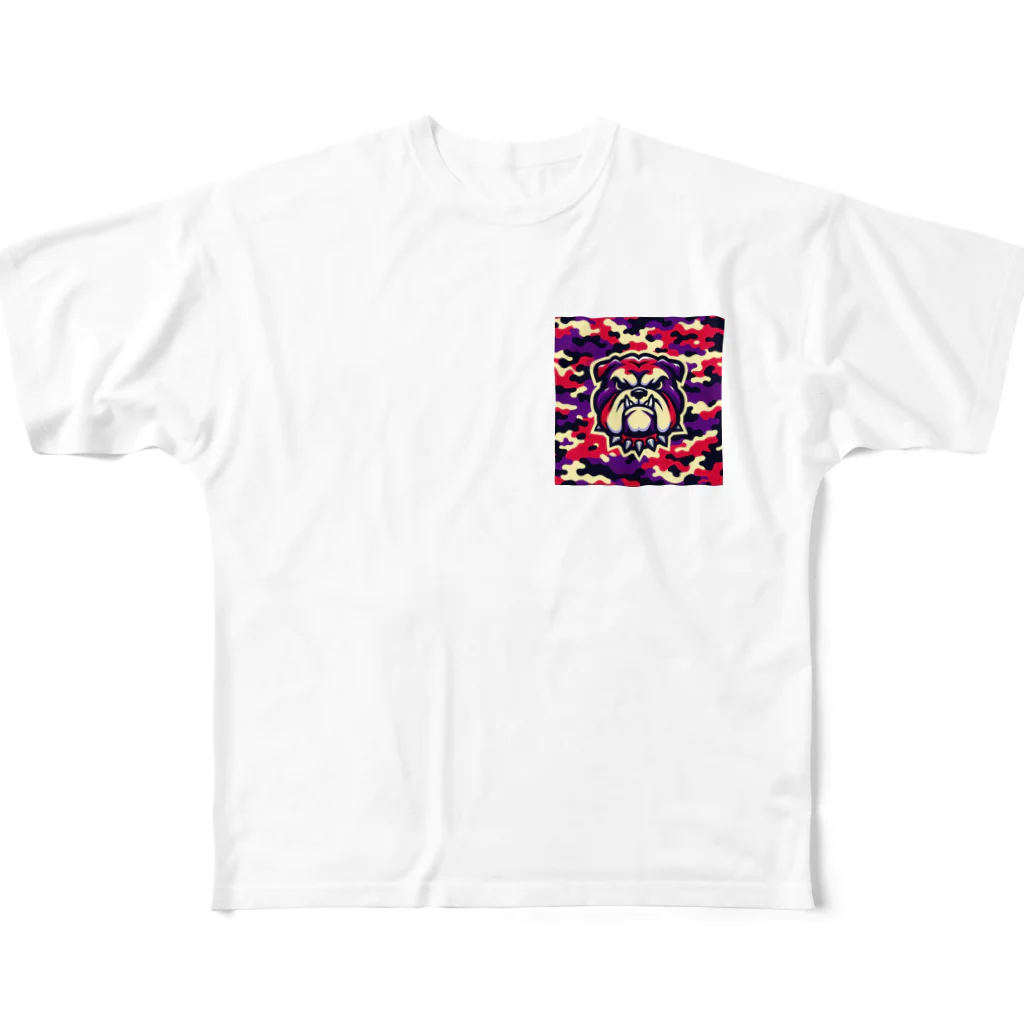 迷彩キャラクター工房の迷彩ブルドッグ All-Over Print T-Shirt