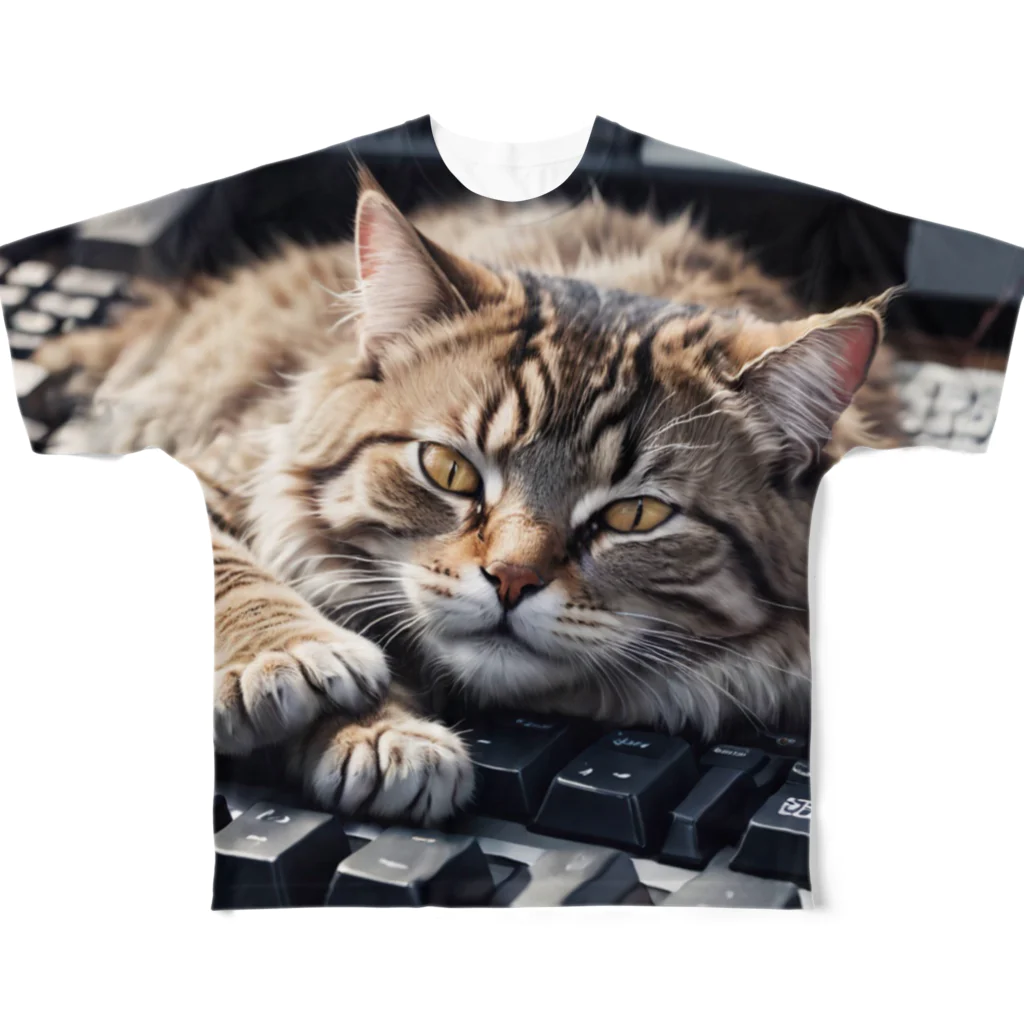 Ruru1の猫とキーボード All-Over Print T-Shirt