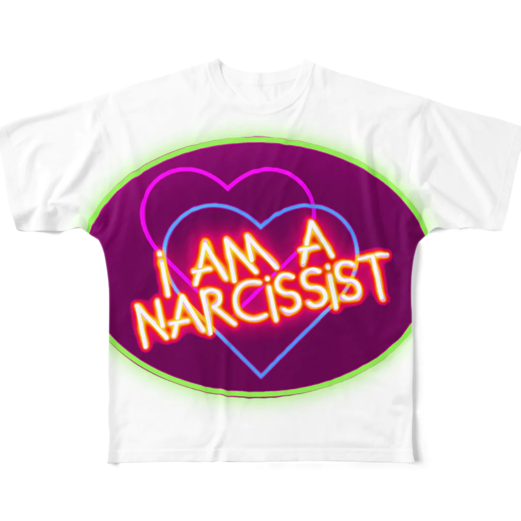 PAW WOW MEOWのI am a NARCISSIST フルグラフィックTシャツ