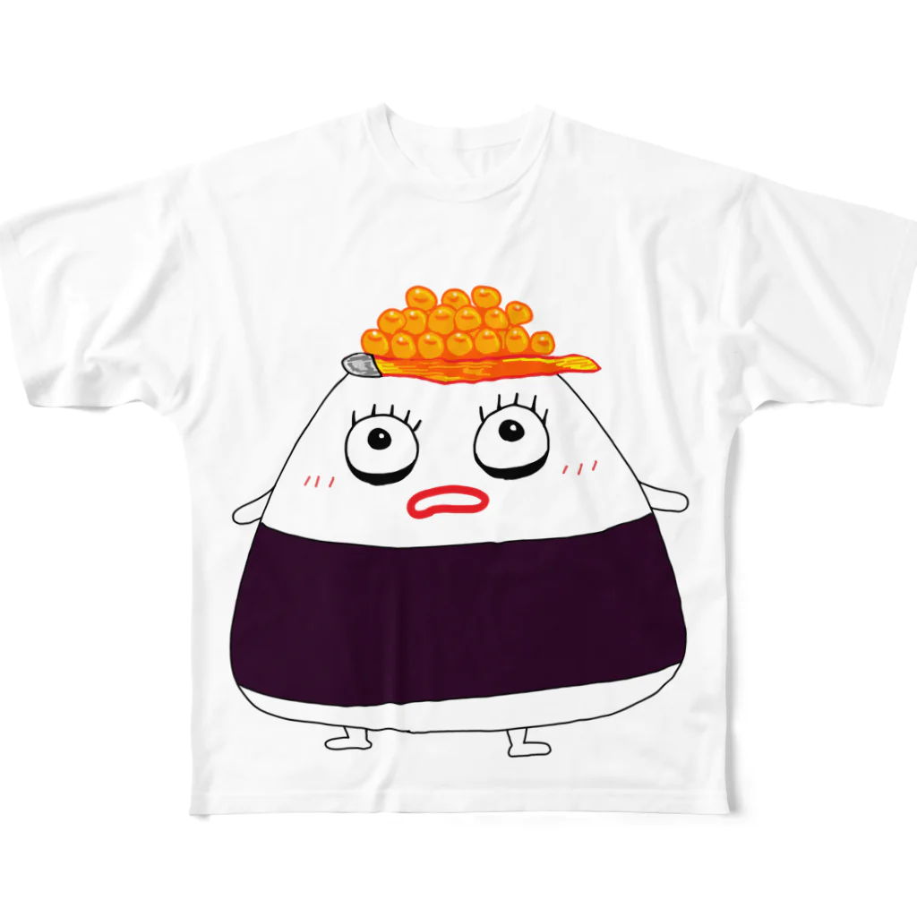 作りかけのたい焼きの親子むすび🍙（しゃけ＆いくら） フルグラフィックTシャツ