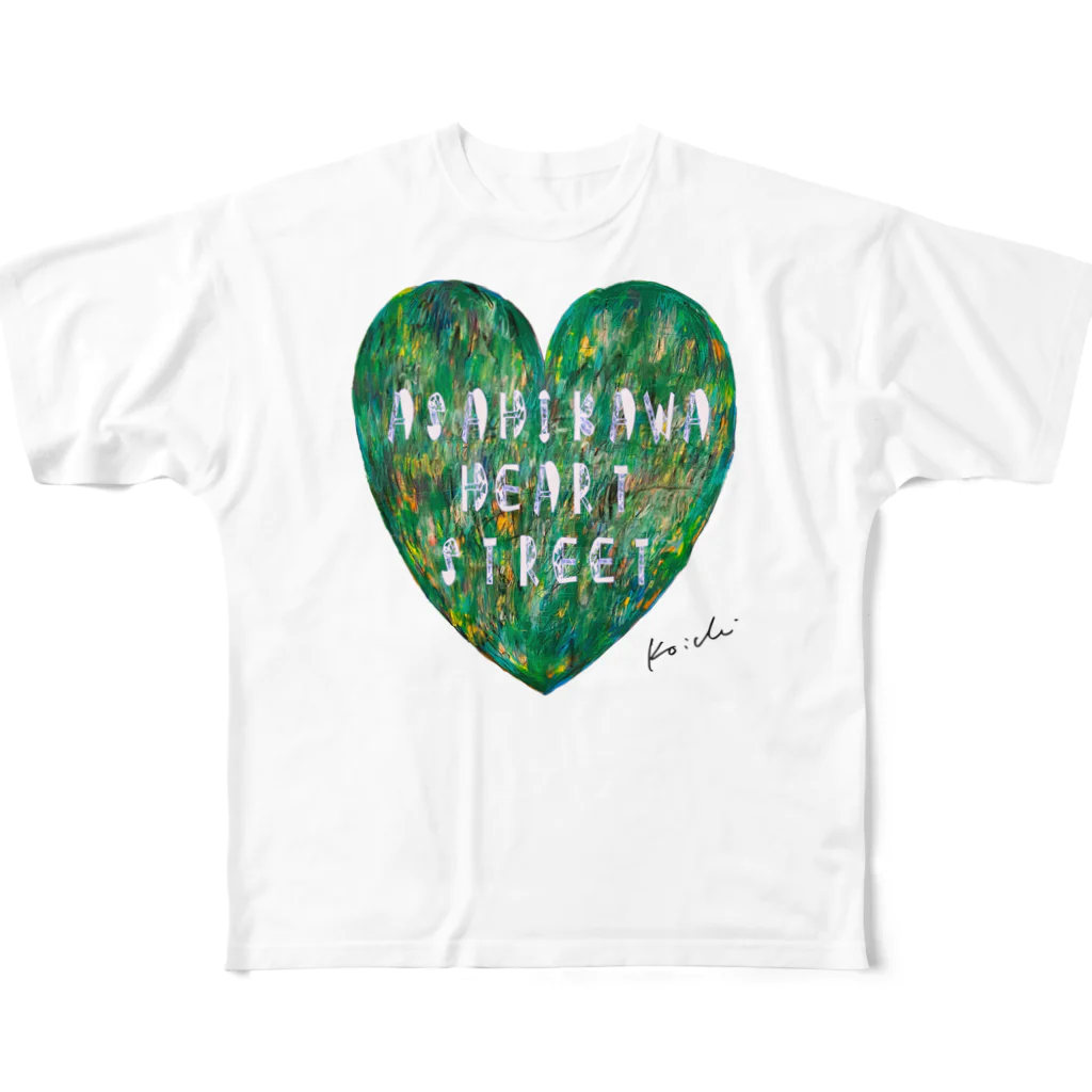 nissyheartのASAHIKAWA HEART STREET All-Over Print T-Shirt