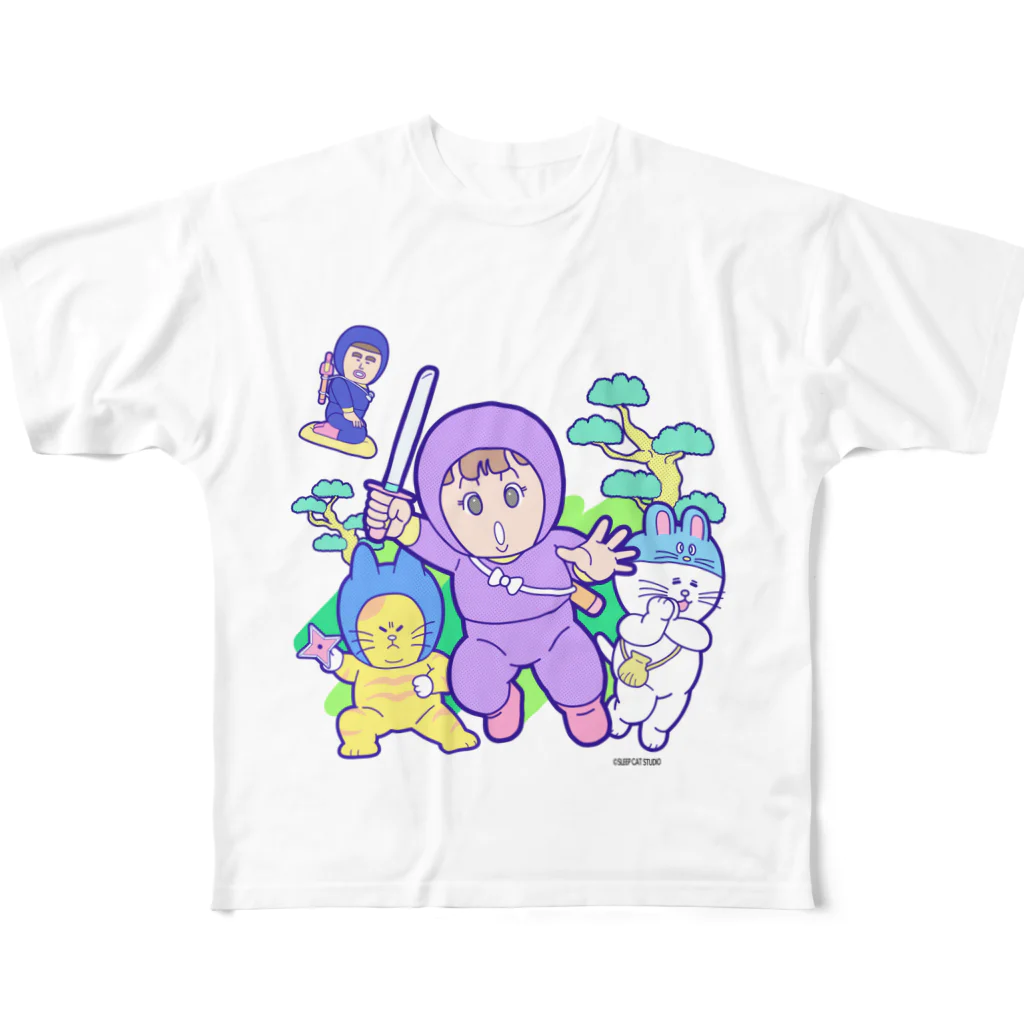 スリープキャットスタジオのにんじゃガール All-Over Print T-Shirt