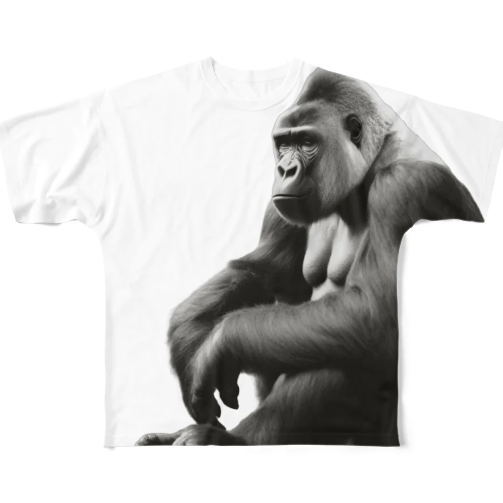 ACHIP SHOPのBIG GORILLA (white) All-Over Print T-Shirt