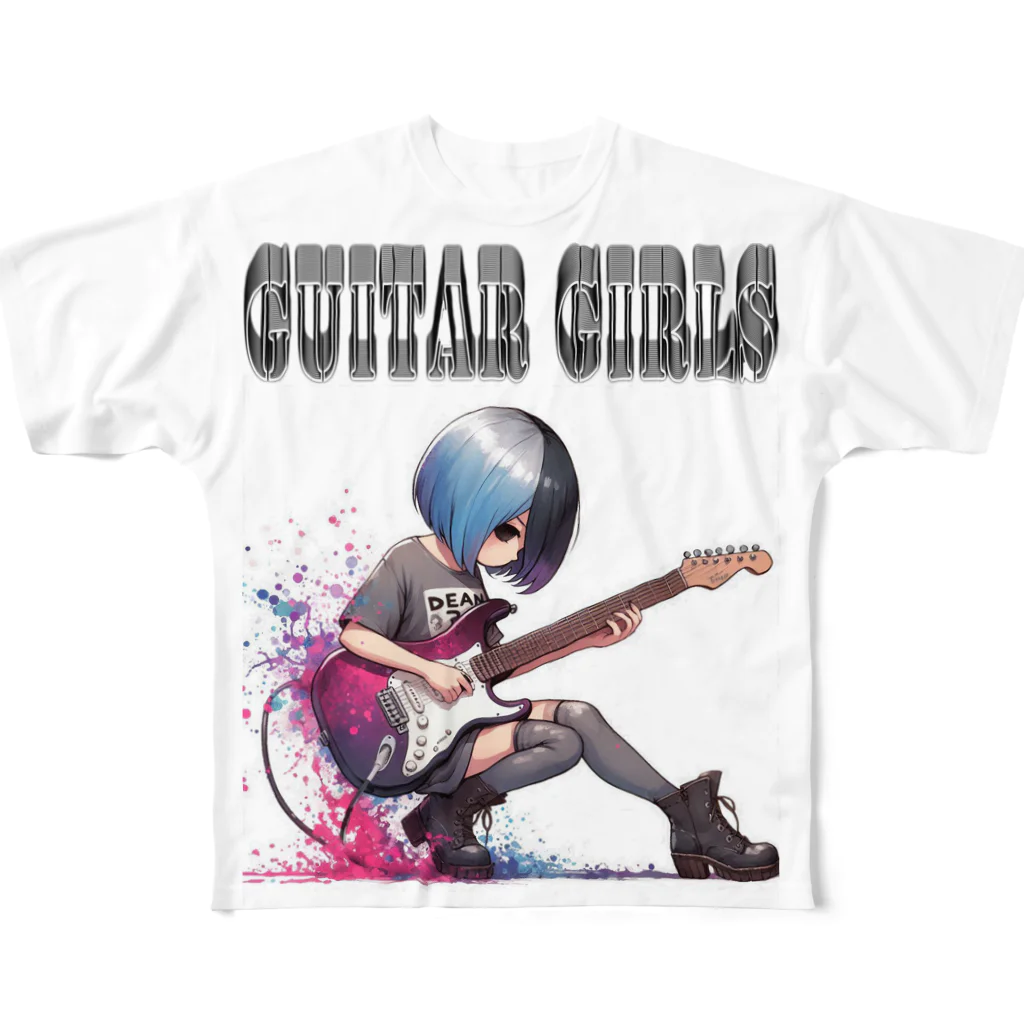 PALA's SHOP　cool、シュール、古風、和風、のGUITAR GIRLS 11 フルグラフィックTシャツ