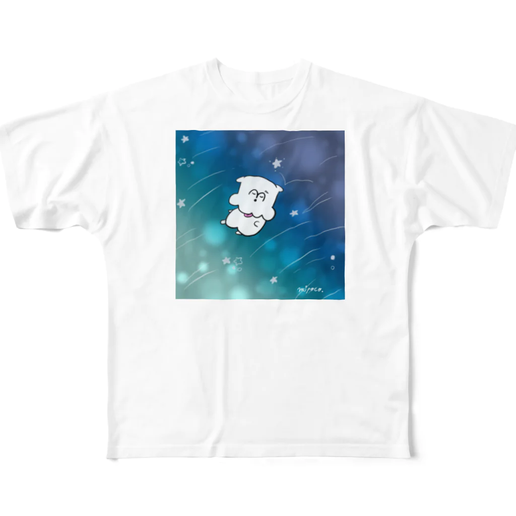 mipoco_chanの浮遊遊泳いぬ All-Over Print T-Shirt