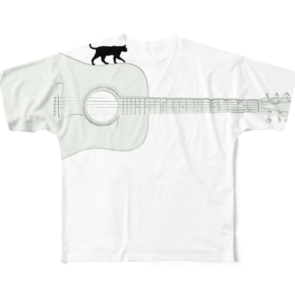musicshop BOBのネコトギタア フルグラフィックTシャツ