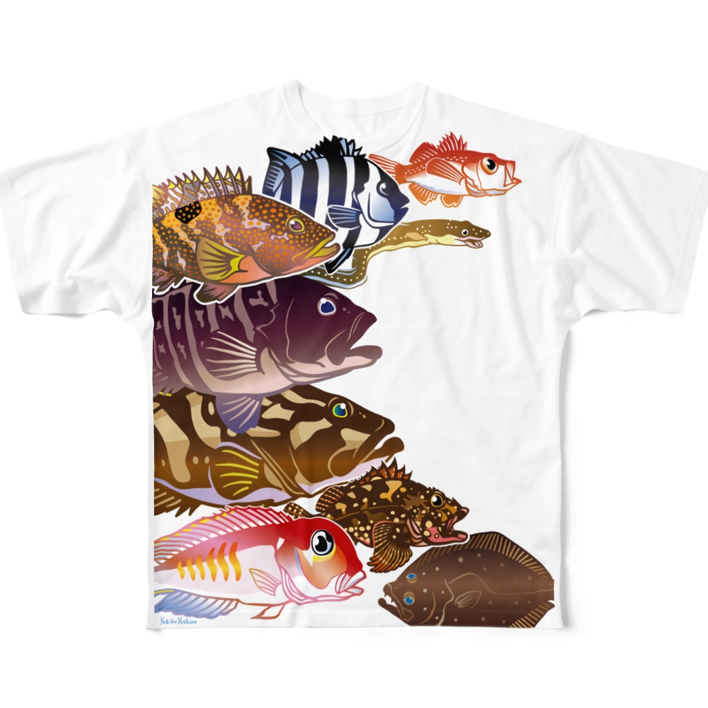 MUSEUM LAB SHOP MITのお魚をまとうTシャツ＊ソコモノ All-Over Print T-Shirt