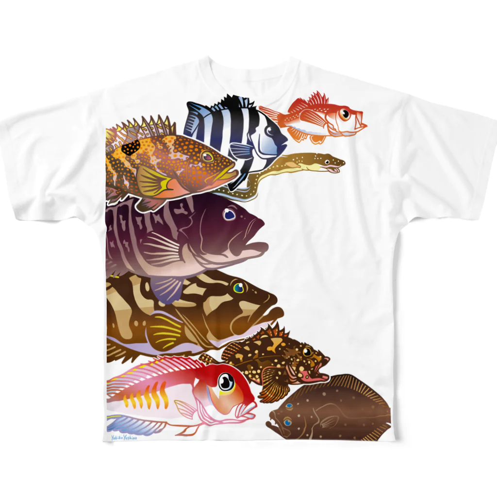 MUSEUM LAB SHOP MITのお魚をまとうTシャツ＊ソコモノ All-Over Print T-Shirt