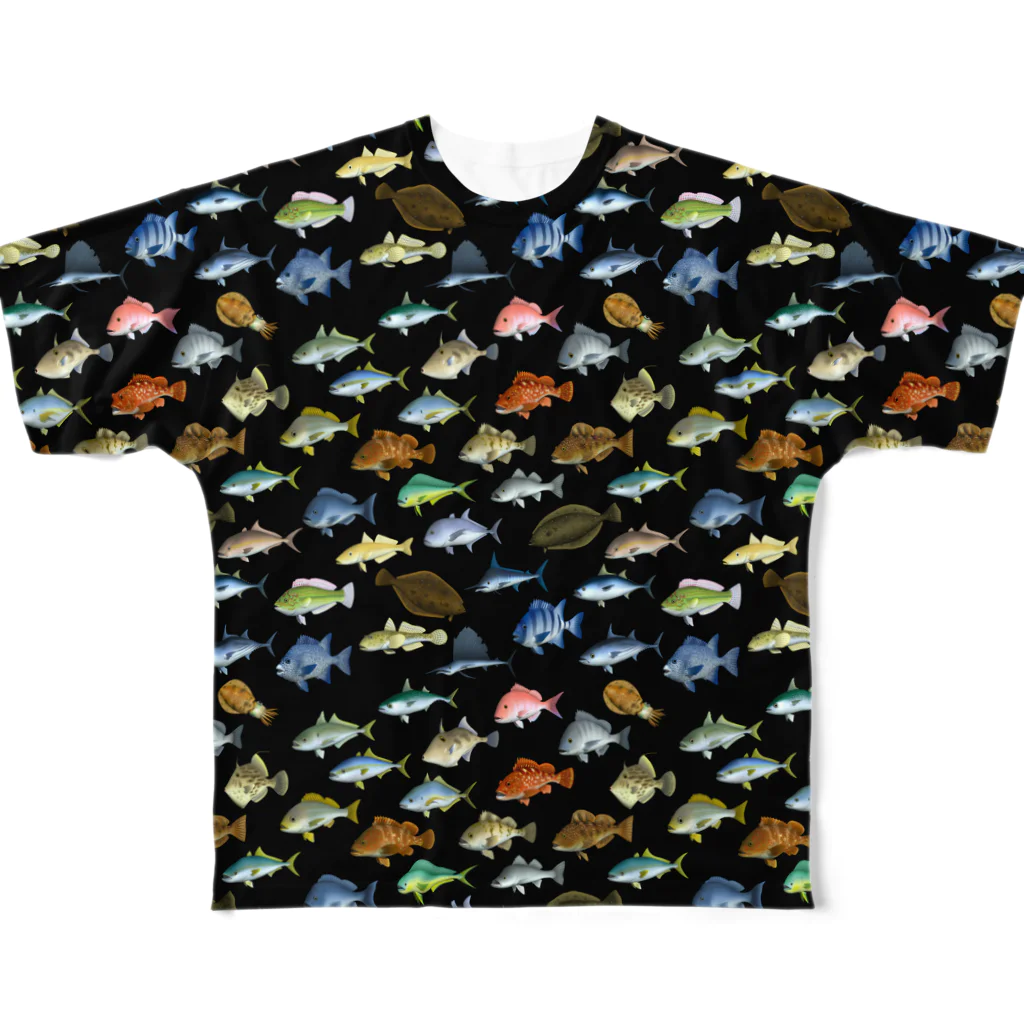 猫と釣り人のFISH_1FB_K フルグラフィックTシャツ