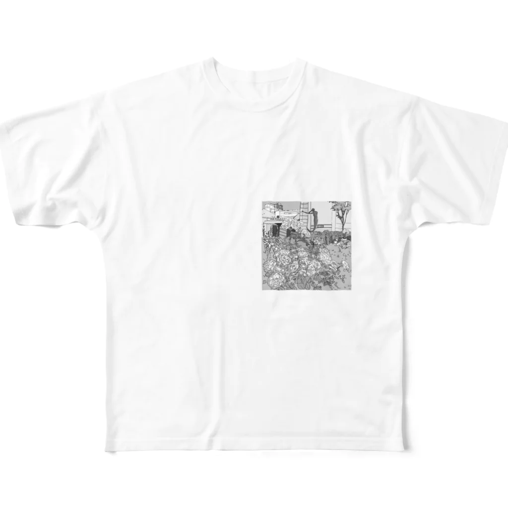 湘南のmafumafu の人魚像と薔薇 All-Over Print T-Shirt