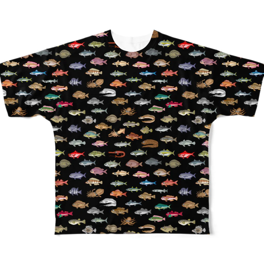 猫と釣り人のFISH_FB_DOT_1K All-Over Print T-Shirt