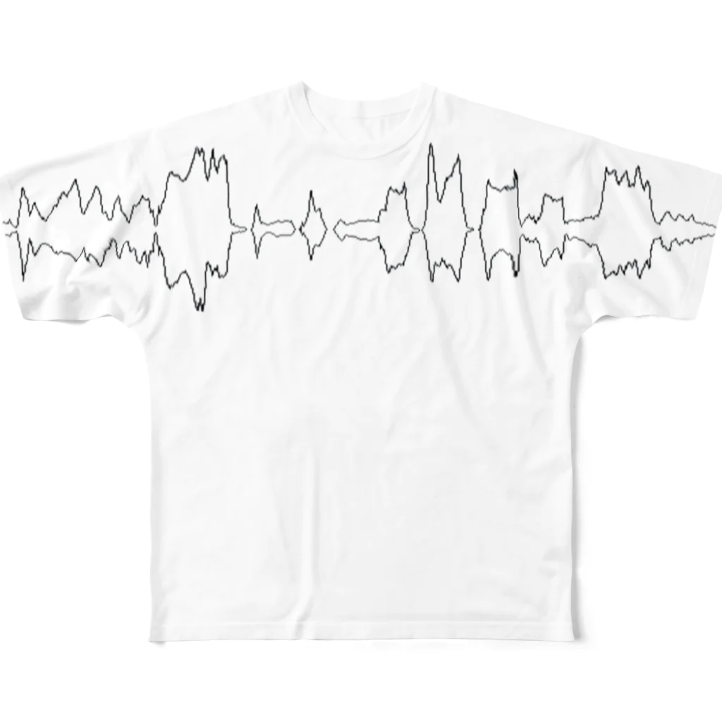 musicshop BOBのハケイ - wave / white フルグラフィックTシャツ