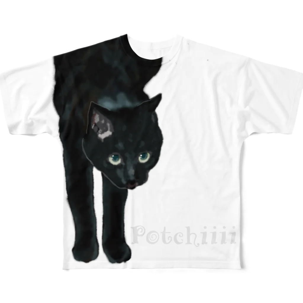 猫とやっし～ぃのアレコレの黒猫 フルグラフィックTシャツ