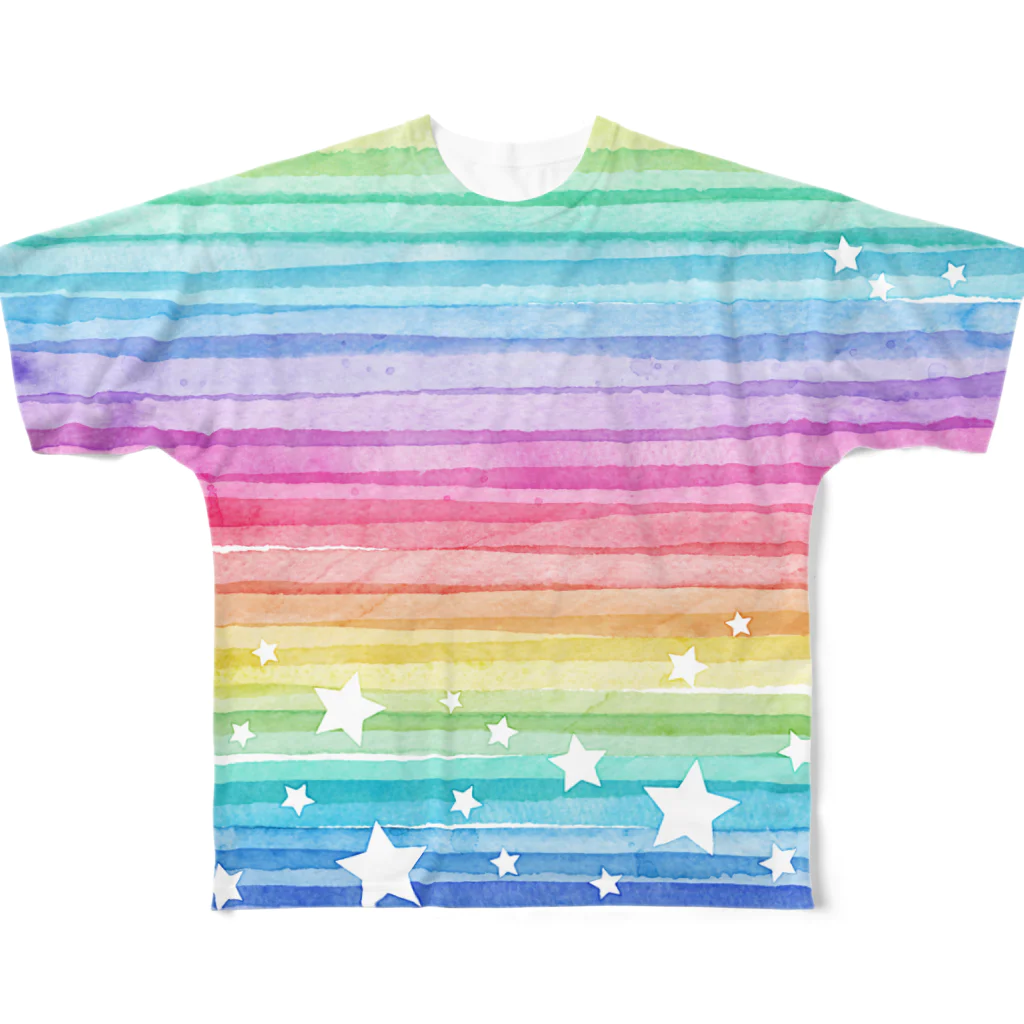 Canon3Rの水彩　星1(両面) All-Over Print T-Shirt