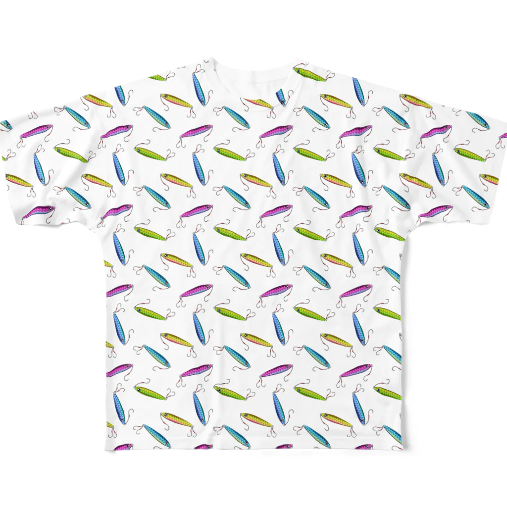 猫と釣り人のメタルジグ フルグラフィックTシャツ
