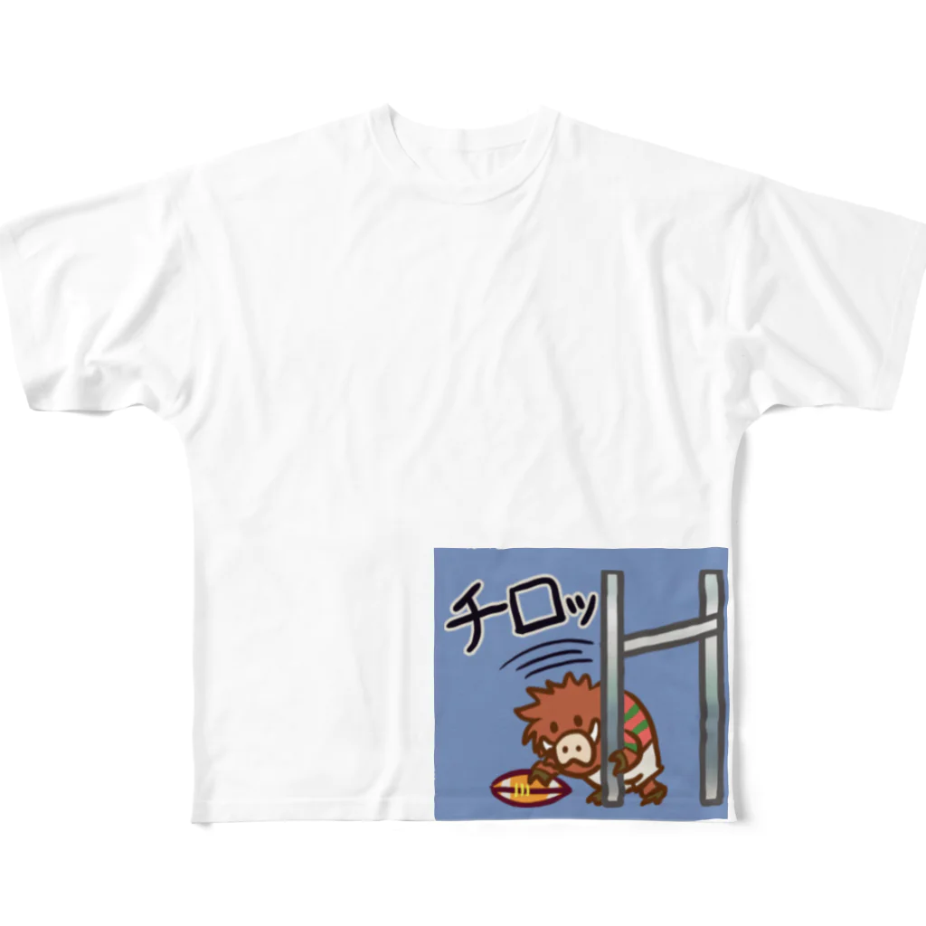 MedicalKUNのラグビーイノシシ フルグラフィックTシャツ