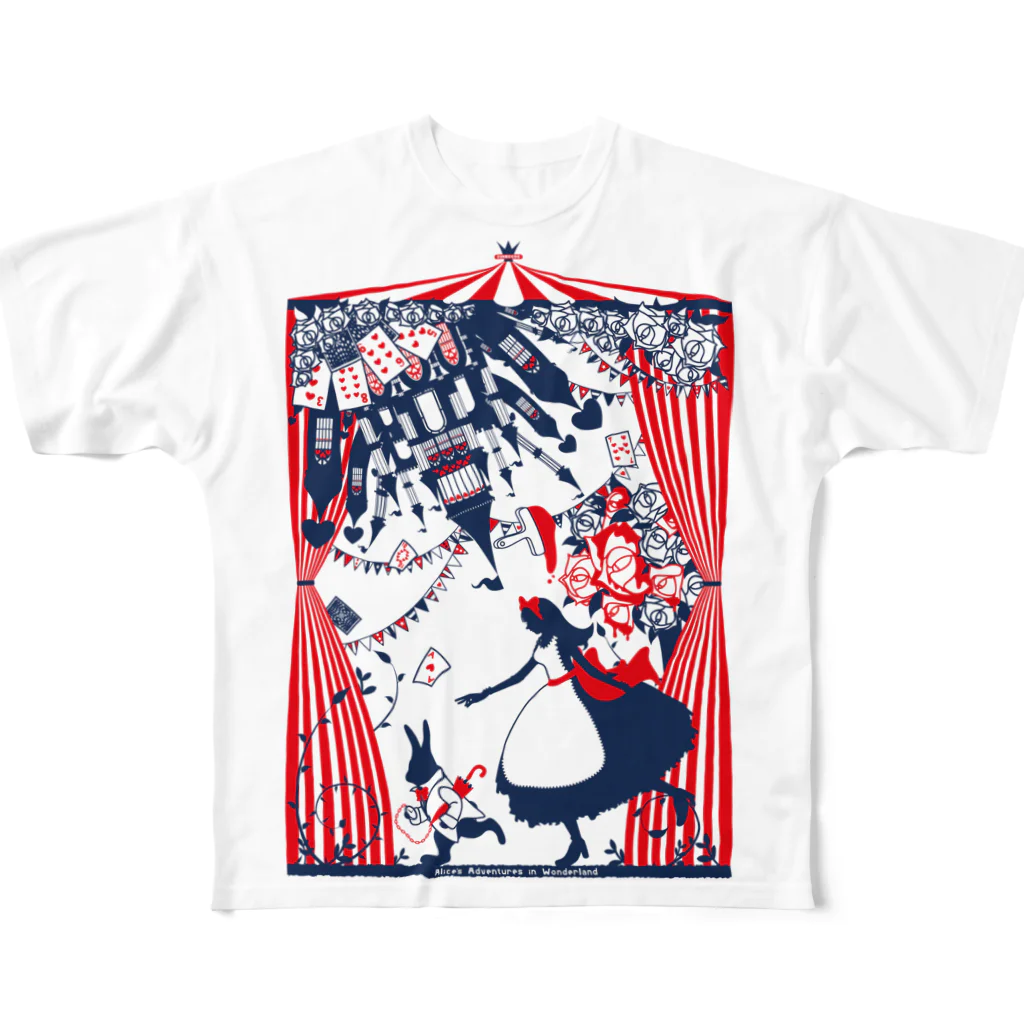 Cɐkeccooの思議の国のアリス-シルエット-物語の開幕-カラー All-Over Print T-Shirt