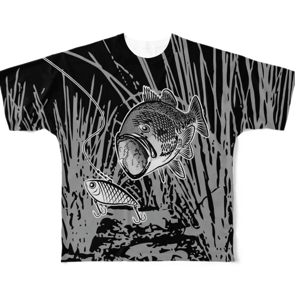 猫と釣り人のBLACK BASS2_FB_FK All-Over Print T-Shirt