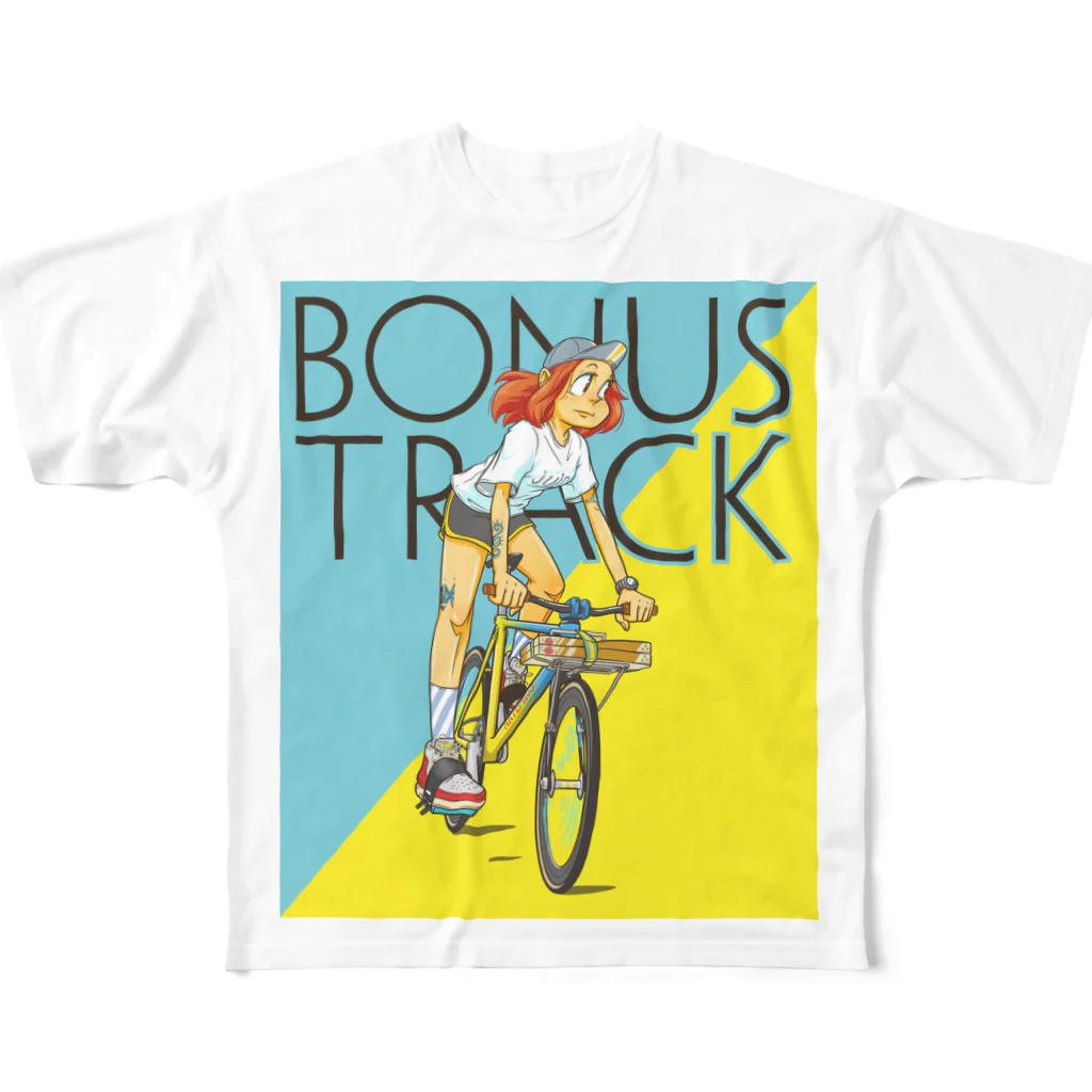 nidan-illustrationのBONUS TRACK (inked fixie girl) フルグラフィックTシャツ