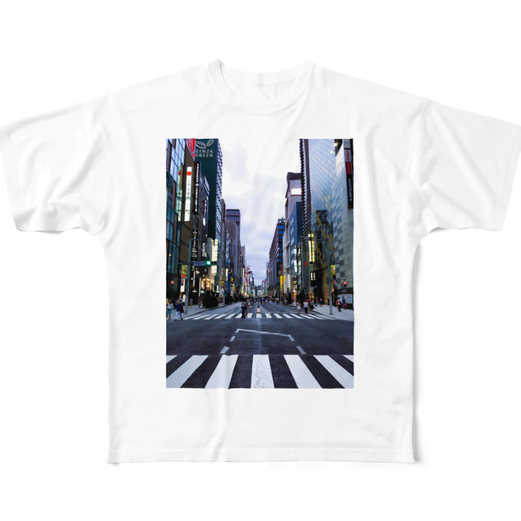 yuki-worksのGinza chuo street フルグラフィックTシャツ