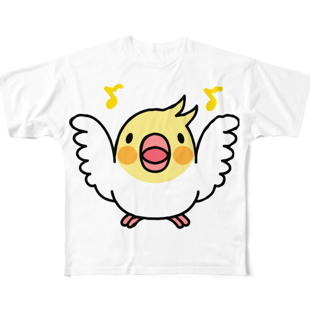 まめるりはことりのまるまるオカメインコ【まめるりはことり】 All-Over Print T-Shirt