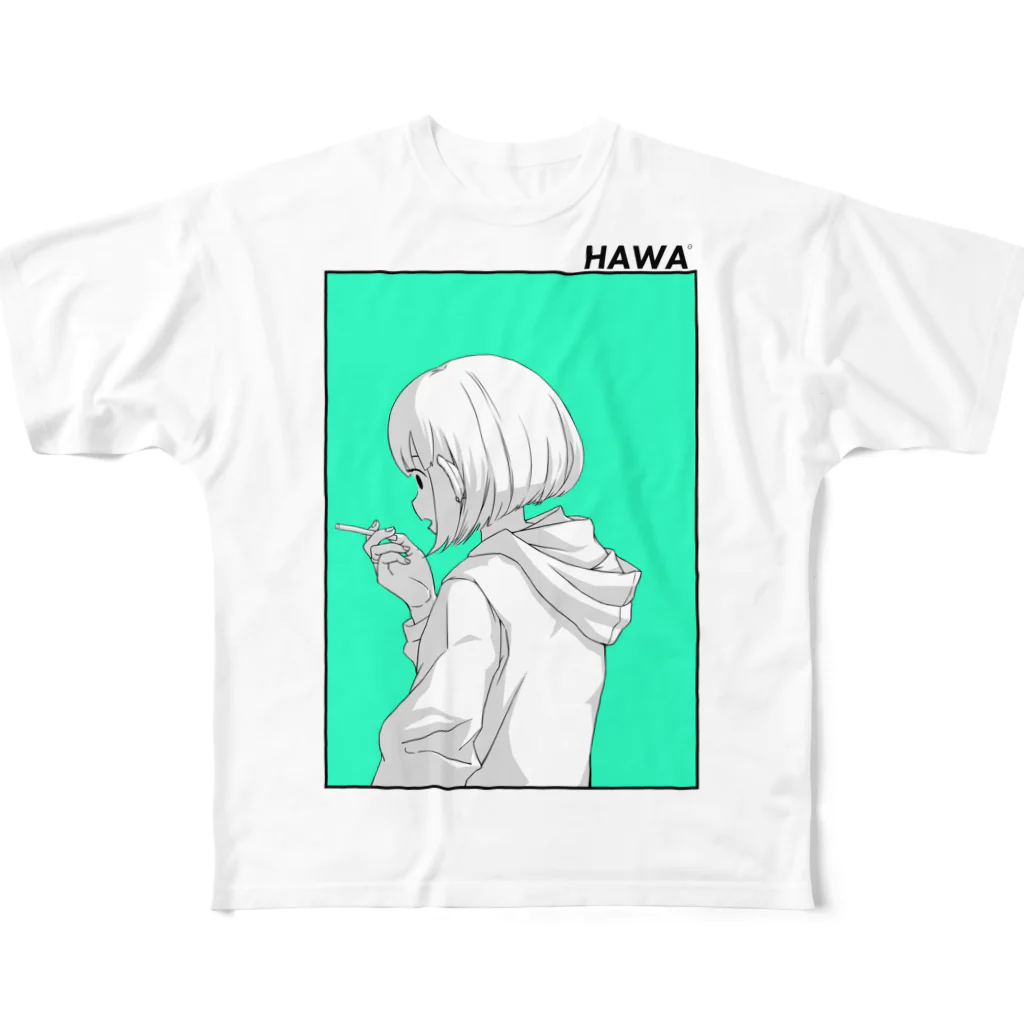 がくまこ・グッド・チョイス商会のHAWA smoke All-Over Print T-Shirt