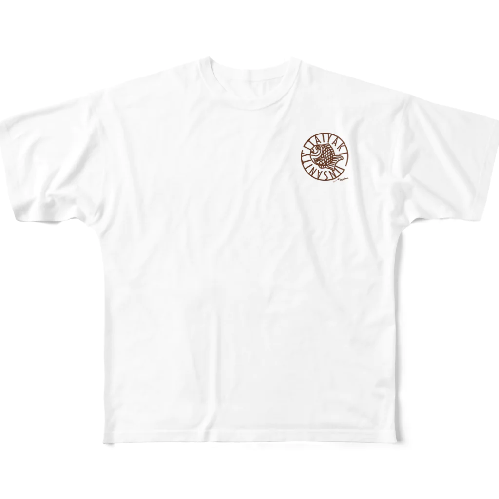 TAIYAKI INSANITYの（↑背面）TAIYAKI INSANITY ver.2　ネイビー フルグラフィックTシャツ