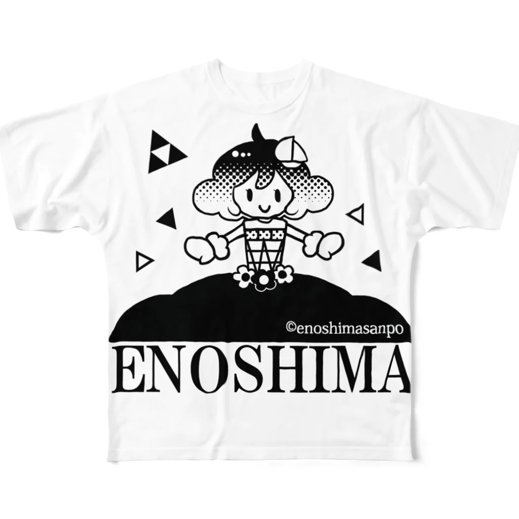 藤沢愛のおみやげやさんのENOSHIMA All-Over Print T-Shirt