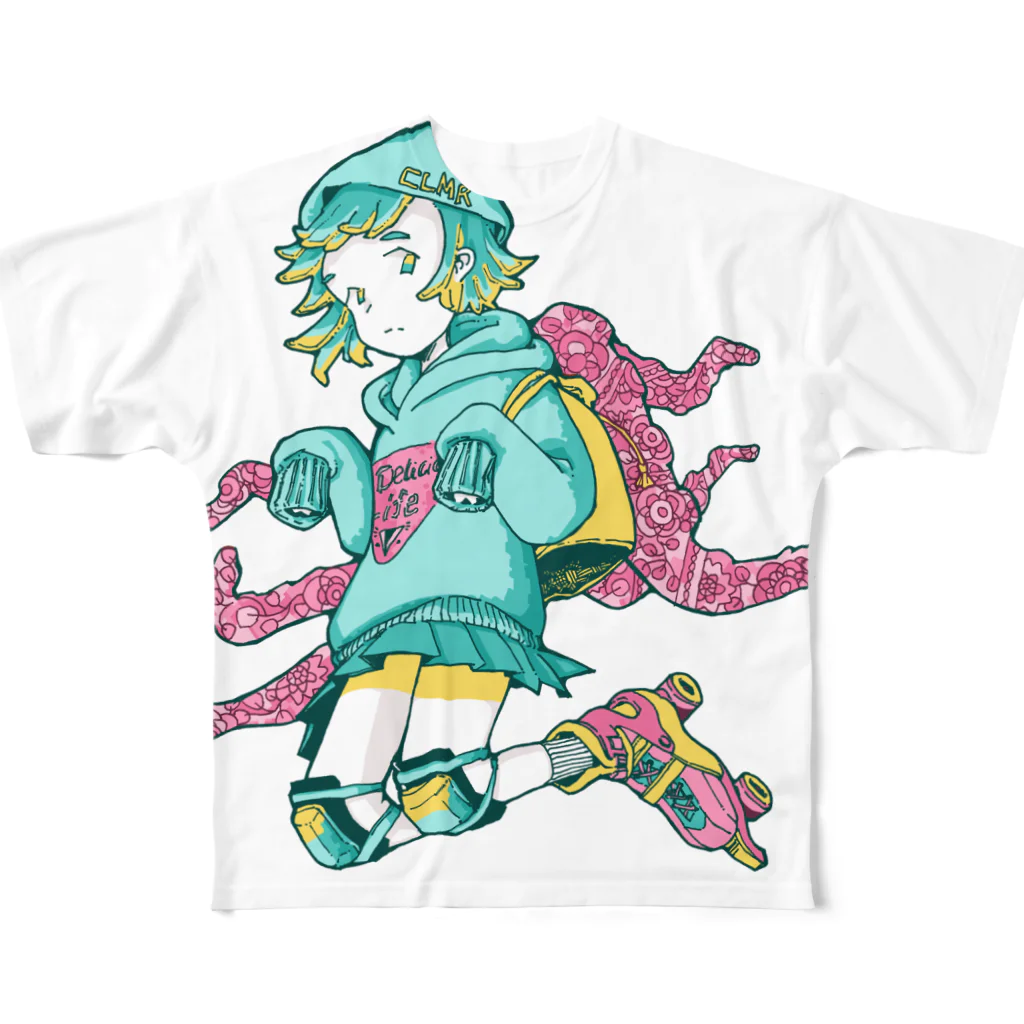 げそにんちゃんのげそにんちゃんグッズ（青） All-Over Print T-Shirt