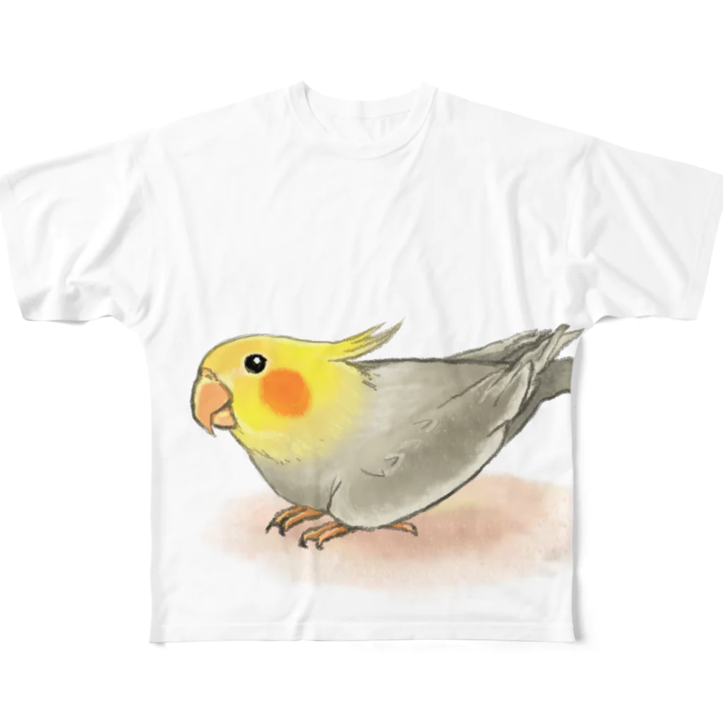 まめるりはことりのオカメインコ　レキ【まめるりはことり】 フルグラフィックTシャツ