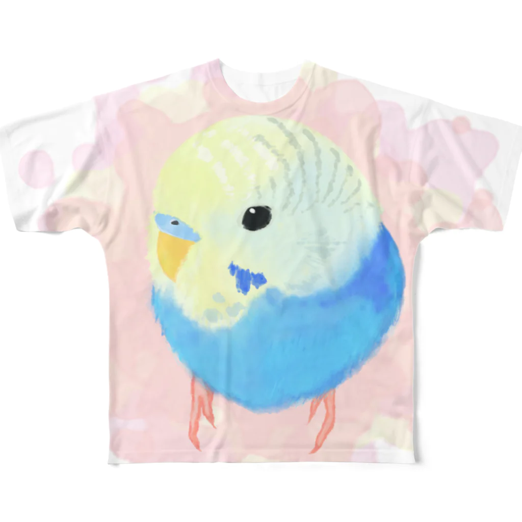 まめるりはことりのまるまるセキセイインコ【まめるりはことり】 All-Over Print T-Shirt