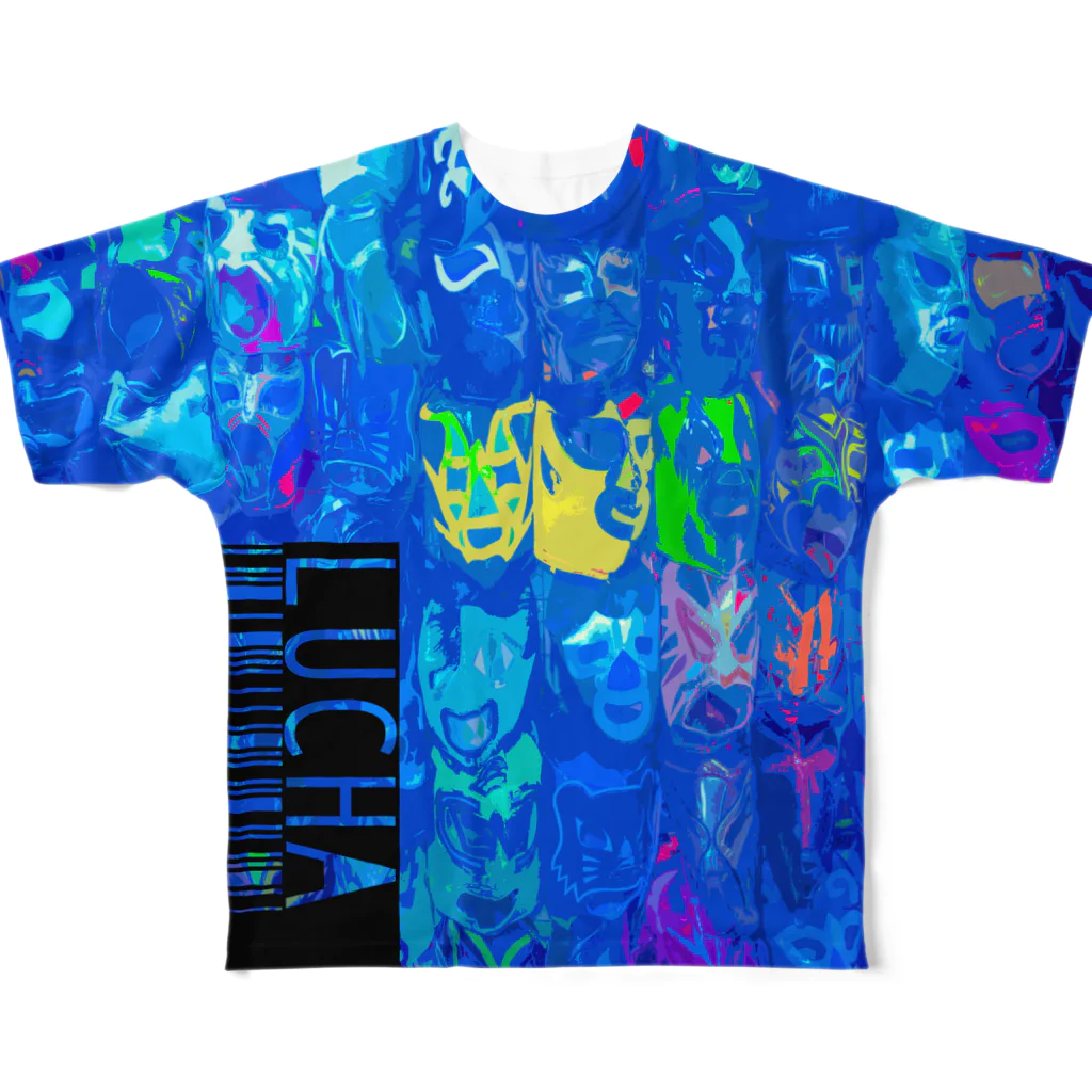 HAKO NO KIMAGUREのLUCHA-BLUE- All-Over Print T-Shirt