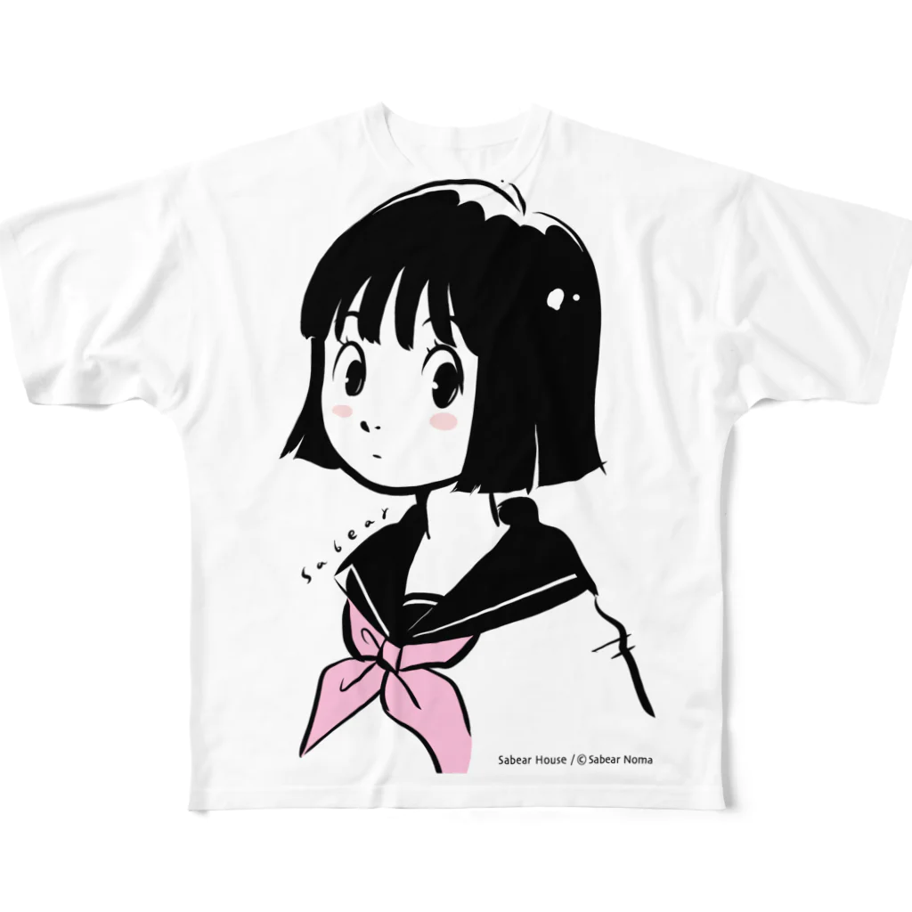 obosa_DENS/SABEAR_shop ＠SUZURIのセーラー少女_ウェア フルグラフィックTシャツ
