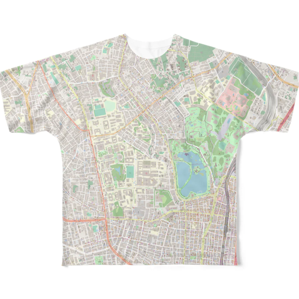 きゅうりやの東大 ＆ 上野公園地図 フルグラフィックTシャツ